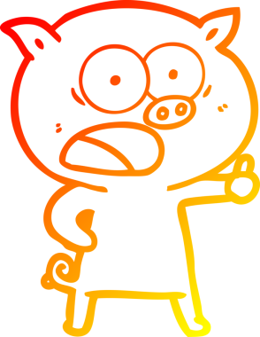 Bir insan tarafından çizilmiş bağıran çizgi film domuzu çizimi.