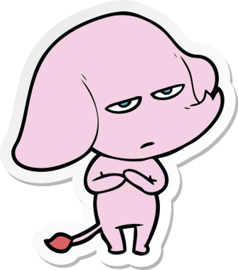 Bir insan tarafından çizilmiş kızgın bir filin çıkartması.