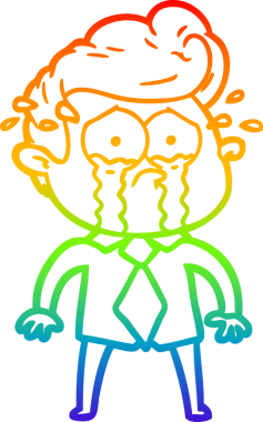 Bir insan tarafından çizilmiş ağlayan bir adamın çizdiği gökkuşağı gradyan çizgisi.