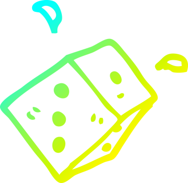 Bir insan tarafından çizilen yuvarlanan zar çizgisinin soğuk gradyan çizgisi