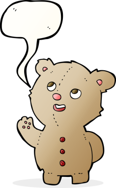 Bir insan tarafından çizilmiş konuşma baloncuklu şirin oyuncak ayı.