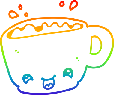 gökkuşağı gradyan çizgisi bir insan tarafından çizilmiş bir kahve fincanı