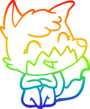 gökkuşağı gradyanı çizimi bir insan tarafından çizilmiş mutlu bir tilki çizgi filmi.