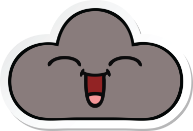 Bir insan tarafından çizilmiş şirin bir fırtına bulutunun çıkartması.