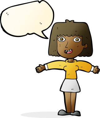 Bir insan tarafından çizilmiş konuşma balonu olan heyecanlı bir karikatür.