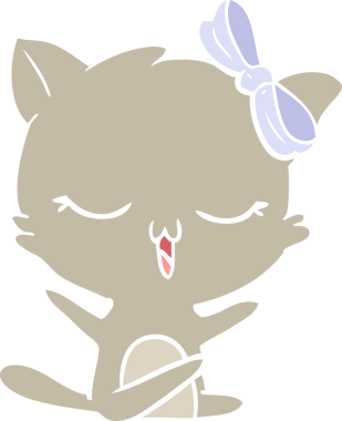 Bir insan tarafından çizilmiş düz renkli çizgi film kedisi.