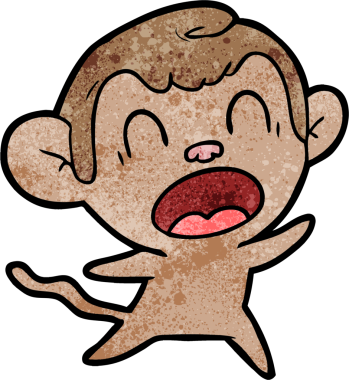 Bir insan tarafından çizilmiş bağıran çizgi maymun.