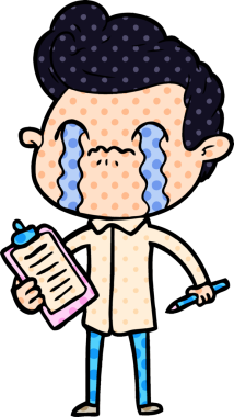 Bir insan tarafından çizilmiş ağlayan çizgi film adamı.