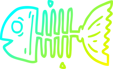 Bir insan tarafından çizilmiş balık kemiklerinin soğuk gradyan çizgisi.