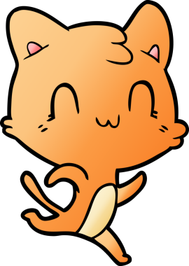 Bir insan tarafından çizilmiş mutlu bir kedi.