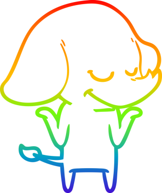 Bir insan tarafından çizilmiş gülümseyen bir filin çizgi çizimi.