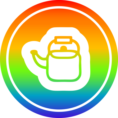 Mutfak çaydanlığı dairesel ikonu gökkuşağı gradyan bir insan tarafından çizilmiş