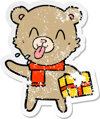 Bir insan tarafından çizilmiş kaba bir çizgi film ayısının sıkıntılı çıkartması.