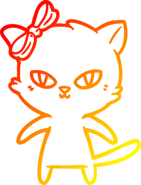 Bir insan tarafından çizilmiş sevimli bir çizgi film kedisinin sıcak çizgi çizgisi.