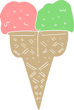 Bir insan tarafından çizilmiş düz renkli çizgi film dondurması.