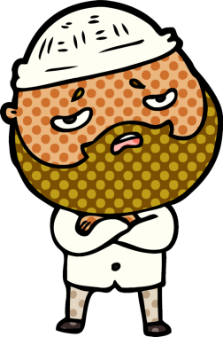 Bir insan tarafından çizilmiş sakallı endişeli bir adam.