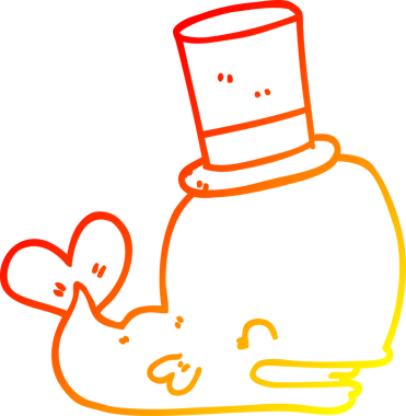 Bir insan tarafından çizilmiş silindir şapkalı bir balinanın sıcak çizgi çizimi