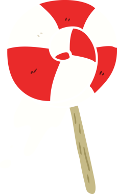 Bir insan tarafından çizilmiş düz renk çizgi film lolipopu