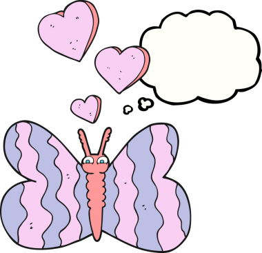 Bir insan tarafından çizilmiş serbest çizim balon karikatür kelebeği