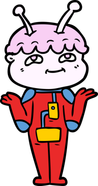 Bir insan tarafından çizilmiş dost canlısı çizgi film uzay adamı.