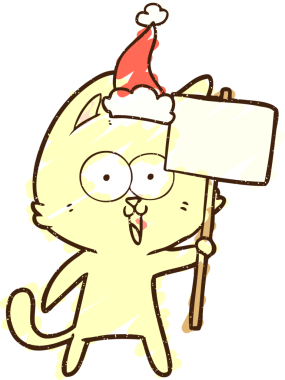 Bir insan tarafından çizilen Noel Kedisi Tebeşiri