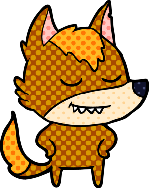 Bir insan tarafından çizilmiş tilki çizgi film karakteri