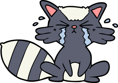 Bir insan tarafından çizilmiş ağlayan rakun çizgi filmi.