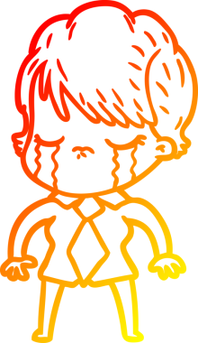 Bir insan tarafından çizilmiş, ağlayan bir çizgi kadın çizimi.