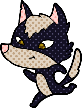 Bir insan tarafından çizilmiş dost canlısı çizgi film kurdu.