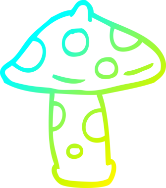 Bir insan tarafından çizilmiş bir mantarın soğuk gradyan çizimi