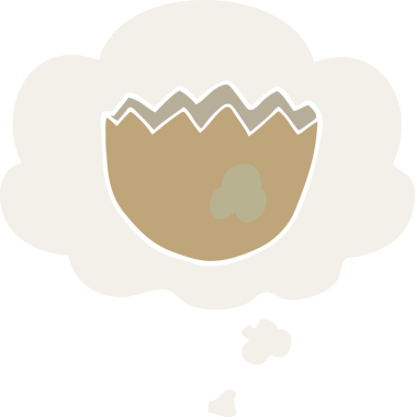 Çizgi film, insan tarafından çizilmiş düşünce baloncuğuyla yumurta kabuğunu çatlattı.