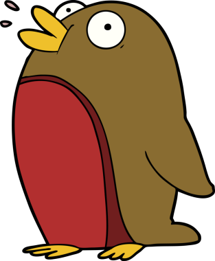 Bir insan tarafından çizilmiş robin çizgi filmi.