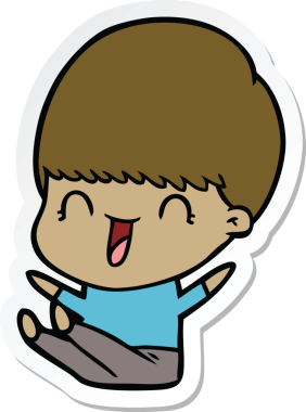 Bir insan tarafından çizilmiş mutlu bir çizgi film çocuğunun çıkartması.