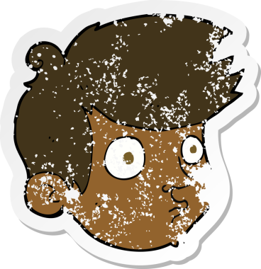 Bir insan tarafından çizilmiş, kederli bir çizgi film karakteri.