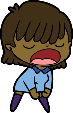 Çizgi filmdeki kadın bir insan tarafından yüksek sesle çizilmiş.