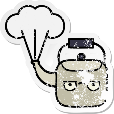 Bir insan tarafından çizilmiş dumanı tüten tatlı bir karikatür çıkartması.