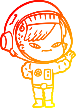 Bir insan tarafından çizilmiş bir astronot kadın çizgi çizimi.