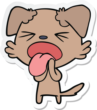 Bir insan tarafından çizilmiş tiksindirici bir köpeğin çıkartması.