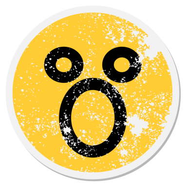 Bir insan tarafından çizilmiş şok olmuş yüz dairesel etiketi.