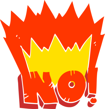 HAYIR 'ın düz renk çizimi! Bir insan tarafından çizilmiş bağır