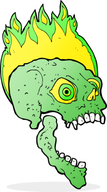 Bir insan tarafından çizilmiş korkunç kafatası.