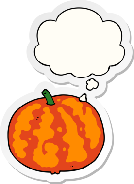 Düşünce baloncuklu karpuz insan tarafından çizilmiş bir çıkartma.