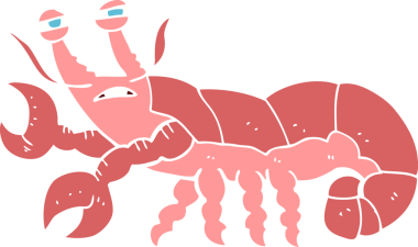 Bir insan tarafından çizilmiş ıstakozun düz renk çizimi