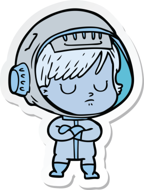 Bir insan tarafından çizilmiş astronot bir kadının çıkartması.