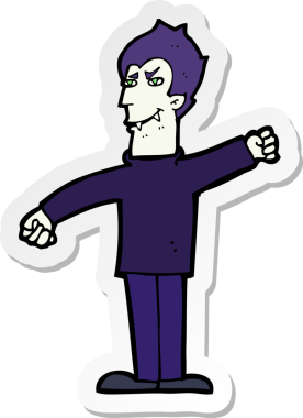 Bir insan tarafından çizilmiş bir vampir adamın çıkartması.