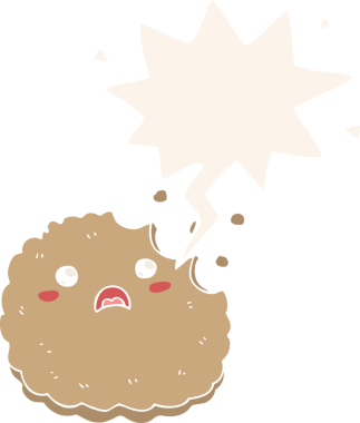 bir insan tarafından çizilmiş eski usul konuşma baloncuklu çizgi film bisküvisi