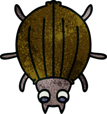 Bir insan tarafından çizilmiş garip çizgi film böceği.