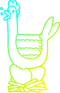 Bir insan tarafından çizilmiş yuvaya oturmuş çizgi film tavuğu çizimi