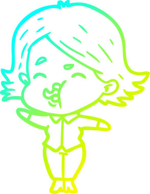 Bir insan tarafından çizilmiş bir karikatür kızı çizimi.