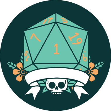 Bir insan tarafından çizilen bir d20 zar atma ikonu